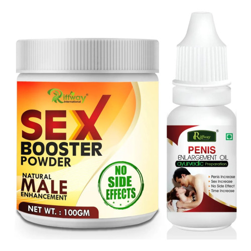 Riffway Sex Booster Powder + Penis Enlargement Oil (Powder 100g + Oil 15ml) (1Pack)