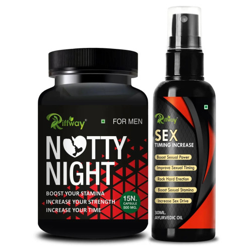 Riffway Notty Night  Capsules + Sex Timing Increase Oil (15Cap + 30ml Oil) (1Pack)