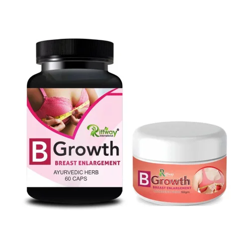 Riffway B Growth Breast Enlargement  Capsules + B Growth Breast Enlargement Cream (60Cap + Cream 50g) (1Pack)