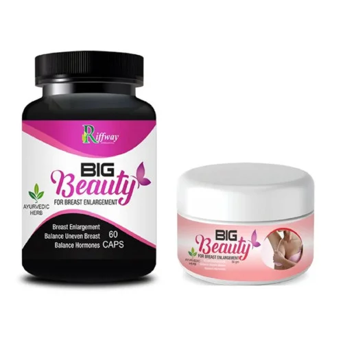 Riffway Big Beauty For Breast Enlargement  Capsules + Big Beauty For Breast Enlargement Cream (60Cap + Cream 50g) (1Pack)