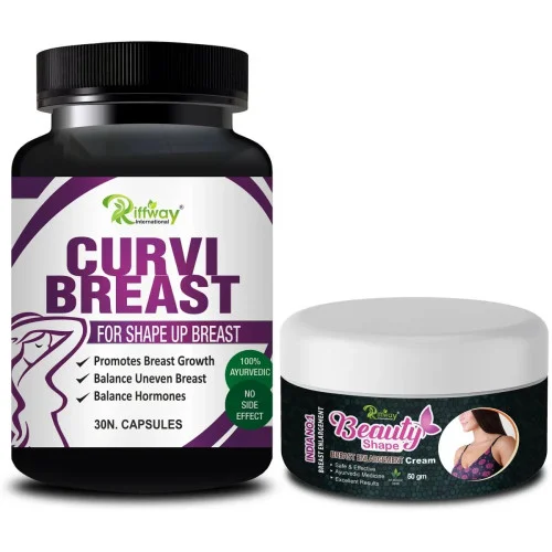 Riffway Curvi Breast  Capsules + Beauty Shape Cream (30Cap + Cream 50g) (1Pack)