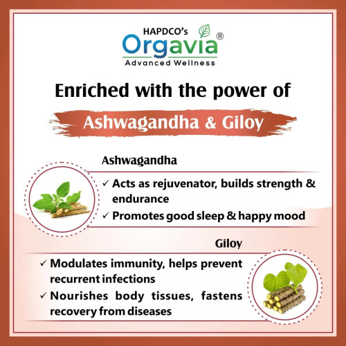 Orgavia Ashwagandha & Giloy  Tablets (60 Tablets)