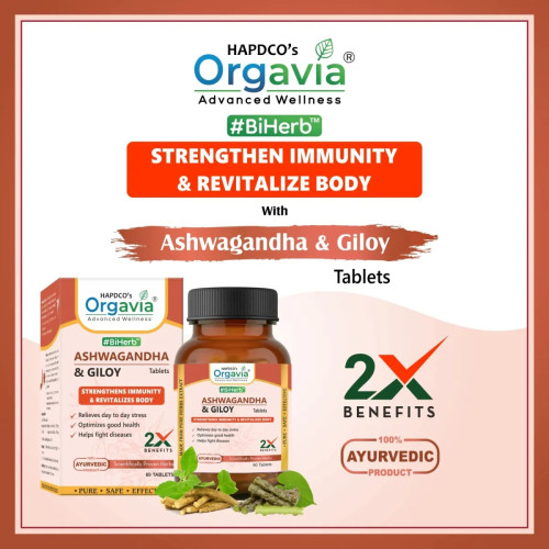 Orgavia Ashwagandha & Giloy  Tablets (60 Tablets)
