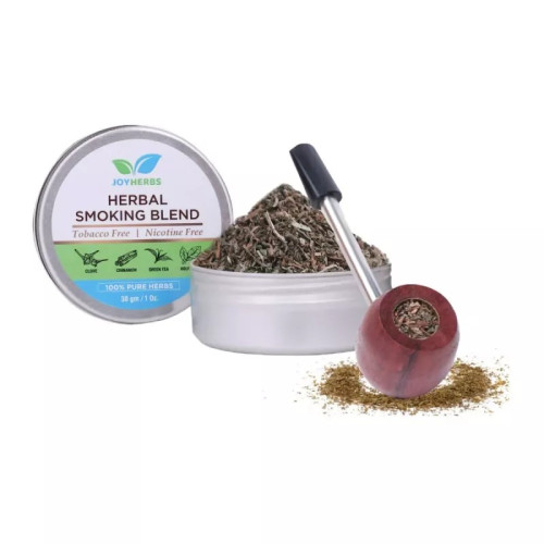 Joyherbs Herbal Smoking Blend + Wooden Steel Smoking Pipe (30gm + 1pcs) (1Pack)