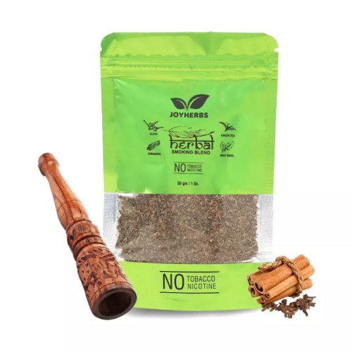 Joyherbs Herbal Smoking Blend + Wooden Chillum Pipe (30gm + 1pcs) (1Pack)