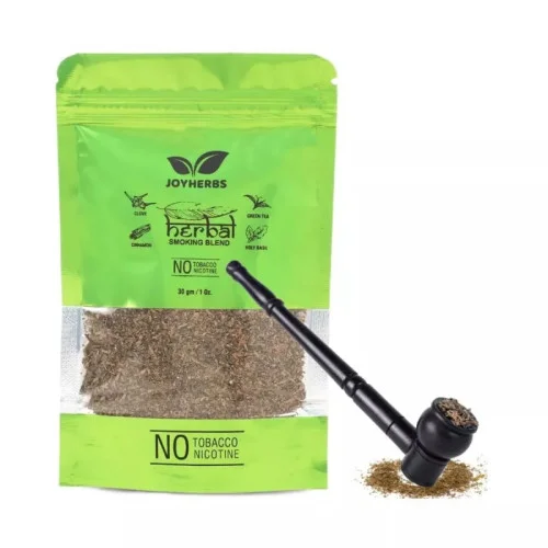 Joyherbs Herbal Smoking Blend + Wooden Black Bowl Pipe (30gm + 1pcs) (1Pack)