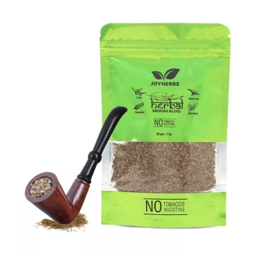 Joyherbs Herbal Smoking Blend + Wooden Pipe Horn (30gm + 1pcs) (1Pack)