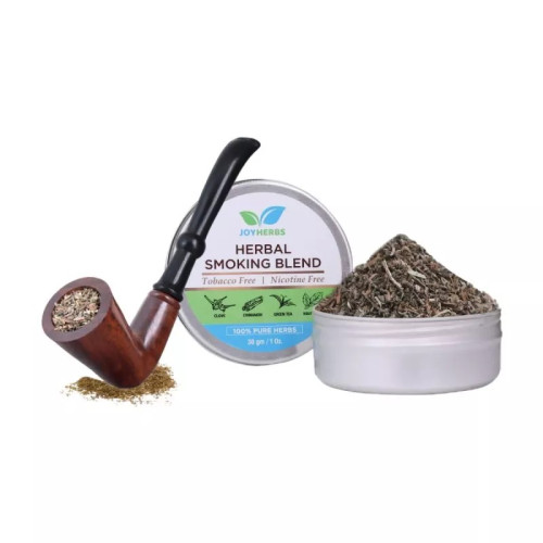 Joyherbs Herbal Smoking Blend Can + Wooden Pipe Horn (30gm + 1pcs) (1Pack)
