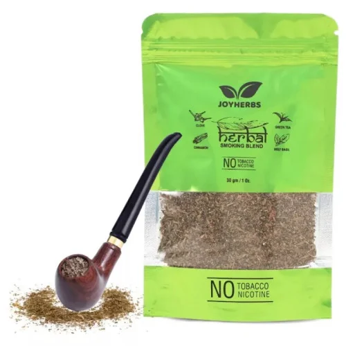 Joyherbs Herbal Smoking Blend + Wooden Pipe Brown (30gm + 1pcs) (1Pack)
