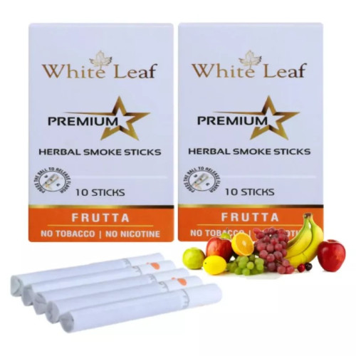White Leaf Premium Herbal Cigarettes Frutta Flavour (10pcs, Pack of 2)