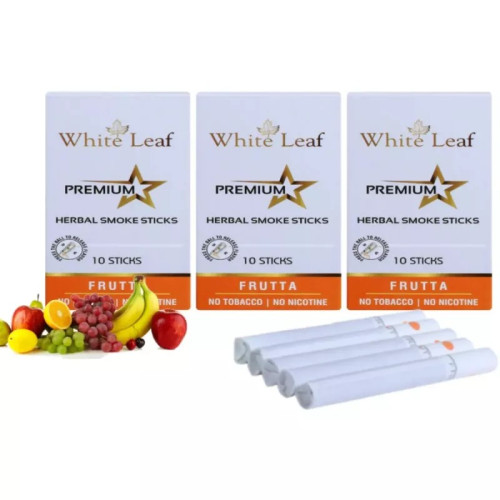 White Leaf Premium Herbal Cigarettes Frutta Flavour (10pcs, Pack of 3)
