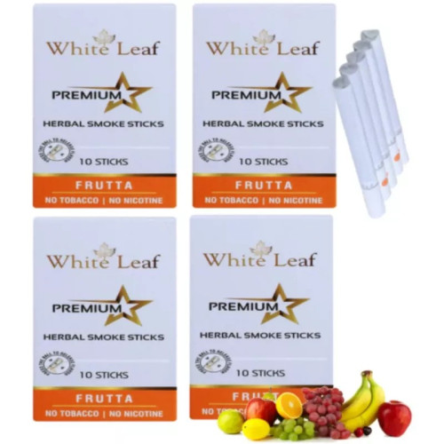 White Leaf Premium Herbal Cigarettes Frutta Flavour (10pcs, Pack of 4)