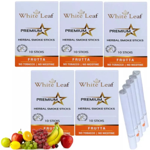 White Leaf Premium Herbal Cigarettes Frutta Flavour (10pcs, Pack of 5)