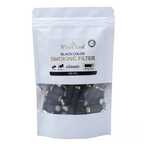 White Leaf Regular Black Color Smoking Filters (100pcs)