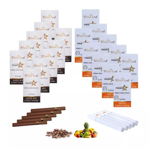 White Leaf Premium Herbal Cigarette Clove And Frutta Flavour (20 Boxes Each 10 Sticks) (200pcs)
