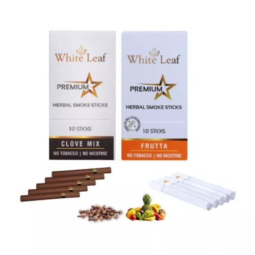 White Leaf Premium Herbal Cigarette Clove And Frutta Flavour (2 Boxes Each 10 Sticks) (20pcs)