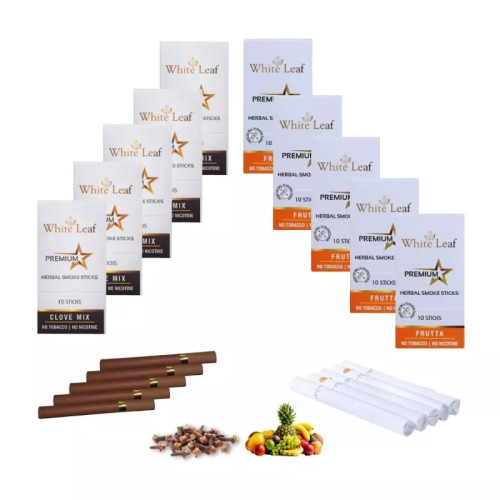 White Leaf Premium Herbal Cigarette Clove And Frutta Flavour (10 Boxes Each 10 Sticks) (100pcs)