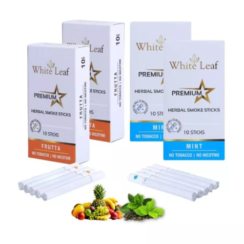 White Leaf Premium Herbal Cigarettes Frutta And Mint Flavour (4 Boxes Each 10 Sticks) (40pcs)
