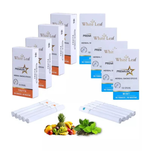 White Leaf Premium Herbal Cigarettes Frutta And Mint Flavour (8 Boxes Each 10 Sticks) (80pcs)
