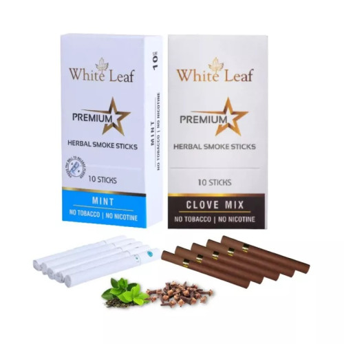 White Leaf Premium Herbal Cigarettes Clove And Mint Flavour (2 Boxes Each 10 Sticks) (20pcs)