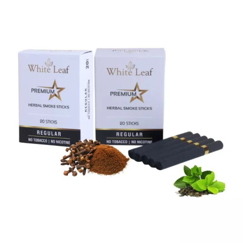White Leaf Premium Herbal Cigarettes Regular Flavour (20pcs, Pack of 2)