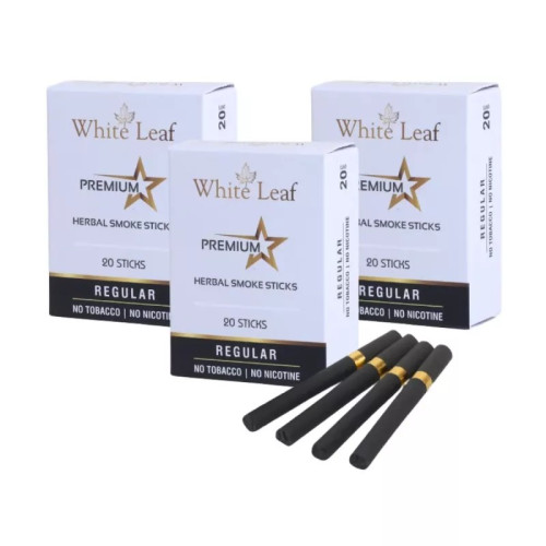 White Leaf Premium Herbal Cigarettes Regular Flavour (20pcs, Pack of 3)