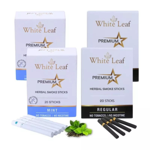 White Leaf Premium Herbal Cigarettes Mint And Regular Flavour (4 Boxes Each 20 Sticks) (80pcs)