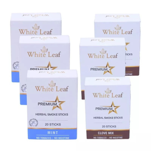 White Leaf Premium Herbal Cigarettes Clove And Mint Flavour (6 Boxes Each 20 Sticks) (120pcs)