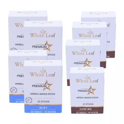 White Leaf Premium Herbal Cigarettes Clove And Mint Flavour (8 Boxes Each 20 Sticks) (160pcs)