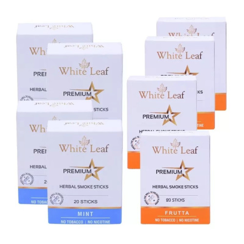 White Leaf Premium Herbal Cigarettes Frutta And Mint Flavour (8 Boxes Each 20 Sticks) (160pcs)