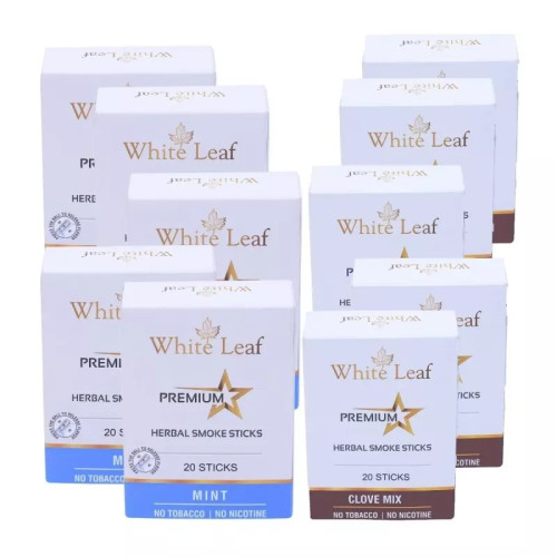 White Leaf Premium Herbal Cigarettes Clove And Mint Flavour (10 Boxes Each 20 Sticks) (200pcs)