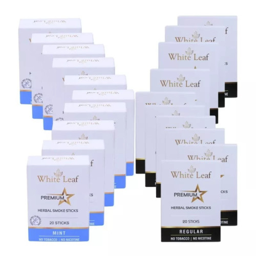 White Leaf Premium Herbal Cigarettes Mint And Regular Flavour (20 Boxes Each 20 Sticks) (400pcs)