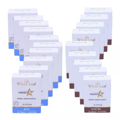 White Leaf Premium Herbal Cigarettes Clove And Mint Flavour (20 Boxes Each 20 Sticks) (400pcs)