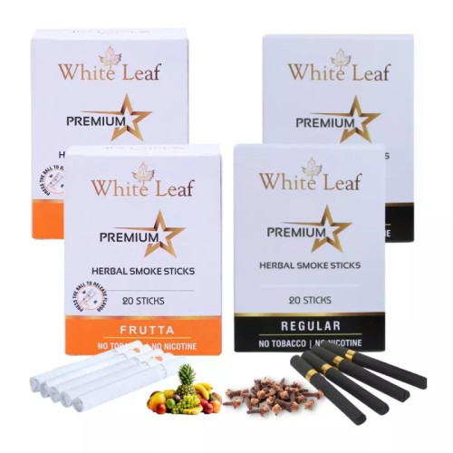 White Leaf Premium Herbal Cigarettes Frutta And Regular Flavour (4 Boxes Each 20 Sticks) (80pcs)