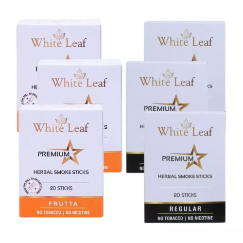 White Leaf Premium Herbal Cigarettes Frutta And Regular Flavour (6 Boxes Each 20 Sticks) (120pcs)