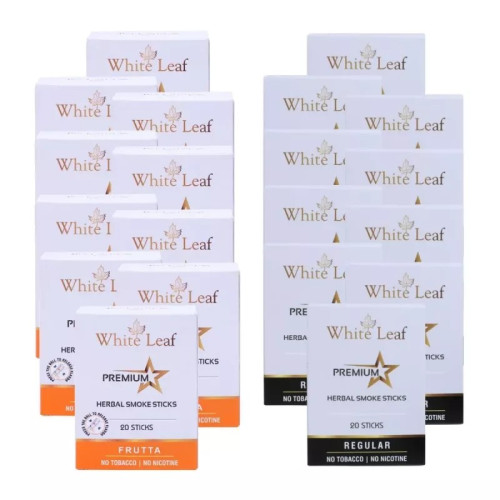 White Leaf Premium Herbal Cigarettes Frutta And Regular Flavour (20 Boxes Each 20 Sticks) (400pcs)