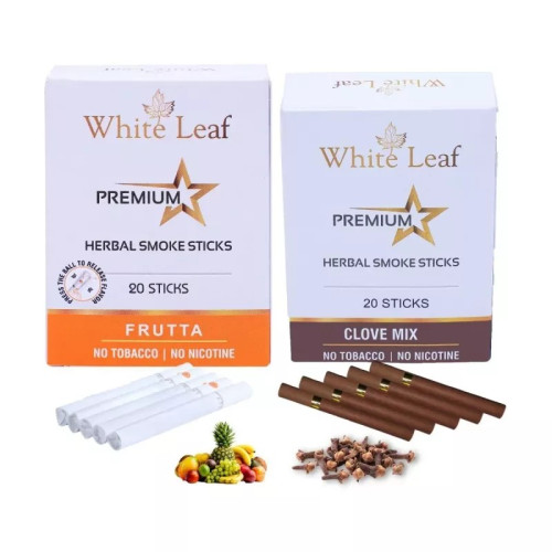 White Leaf Premium Herbal Cigarettes Frutta And Clove Flavour (2 Boxes Each 20 Sticks) (40pcs)