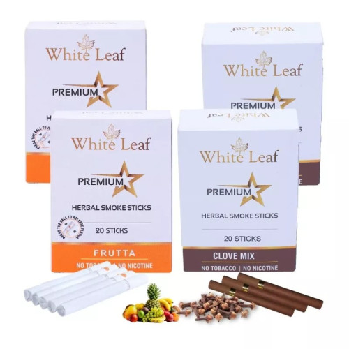 White Leaf Premium Herbal Cigarettes Frutta And Clove Flavour (4 Boxes Each 20 Sticks) (80pcs)