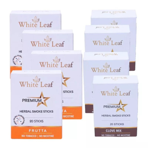 White Leaf Premium Herbal Cigarettes Frutta And Clove Flavour (8 Boxes Each 20 Sticks) (160pcs)