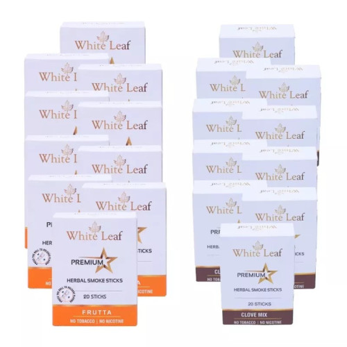 White Leaf Premium Herbal Cigarettes Frutta And Clove Flavour (20 Boxes Each 20 Sticks) (400pcs)
