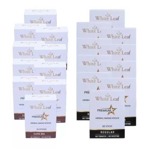 White Leaf Premium Herbal Cigarettes Clove And Regular Flavour (20 Boxes Each 20 Sticks) (400pcs)