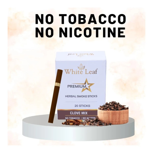White Leaf Premium Herbal Cigarettes Clove And Regular Flavour + Anti Addiction Liquid Spray (6 Boxes Each 20 Sticks + 100ml) (1Pack)