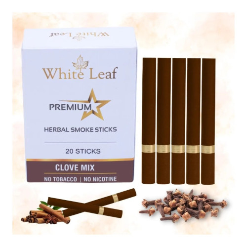 White Leaf Premium Herbal Cigarettes Clove And Regular Flavour + Anti Addiction Liquid Spray (10 Boxes Each 20 Sticks + 100ml) (1Pack)