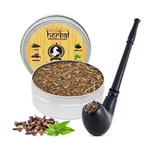 Royal Swag Herbal Smoking Blend Can + Royal Black Wooden Pipe (30gm + 1 Pcs) (1Pack)