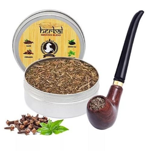 Royal Swag Herbal Smoking Blend Can + Wooden Brown Pipe (30gm + 1 Pcs) (1Pack)