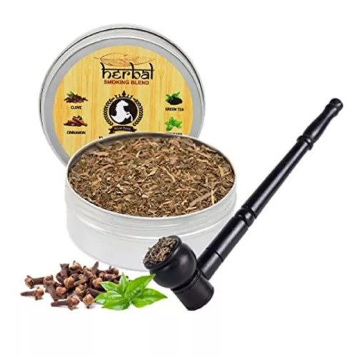 Royal Swag Herbal Smoking Blend Can + Wooden Pipe Black (30gm + 1 Pcs) (1Pack)