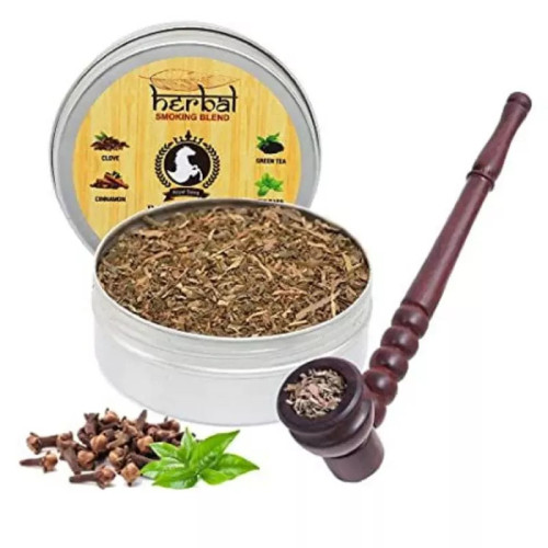 Royal Swag Herbal Smoking Blend Can + Wooden Pipe Brown (30gm + 1 Pcs) (1Pack)