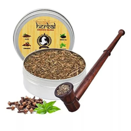 Royal Swag Herbal Smoking Blend Can + Wooden Pipe Brown Pot (30gm + 1 Pcs) (1Pack)