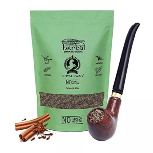 Royal Swag Herbal Smoking Blend Clove Mix + Classic Retro Wooden Pipe (250gm + 1 Pcs) (1Pack)