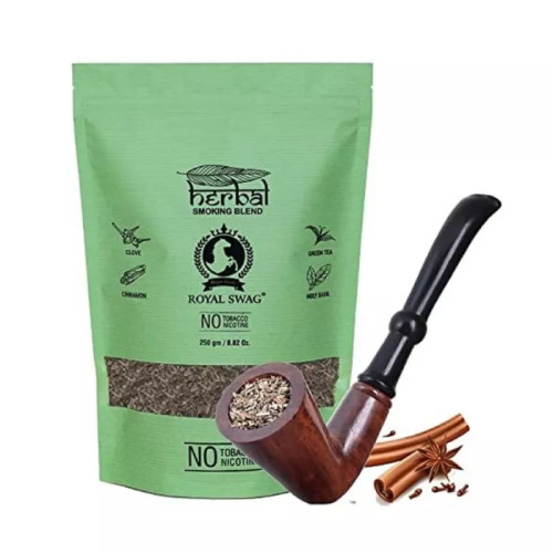 Royal Swag Herbal Smoking Blend Clove Mix + Classic Wooden Pipe (250gm + 1 Pcs) (1Pack)